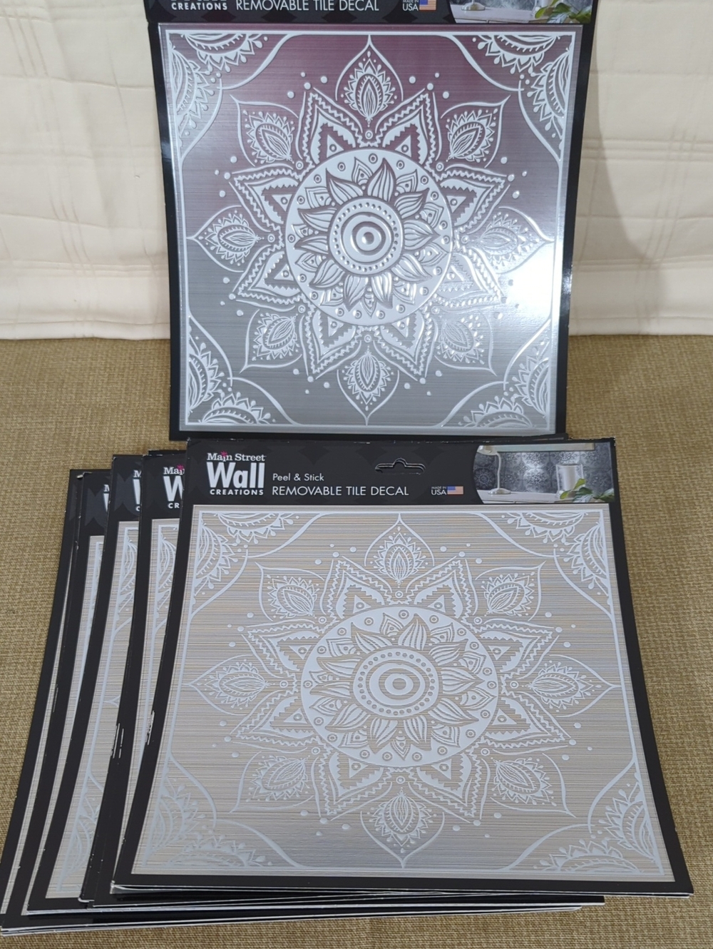 Main Street Wall Creations Peel/Stick Wall Creations 8"X 8" White Mandala Lot 23